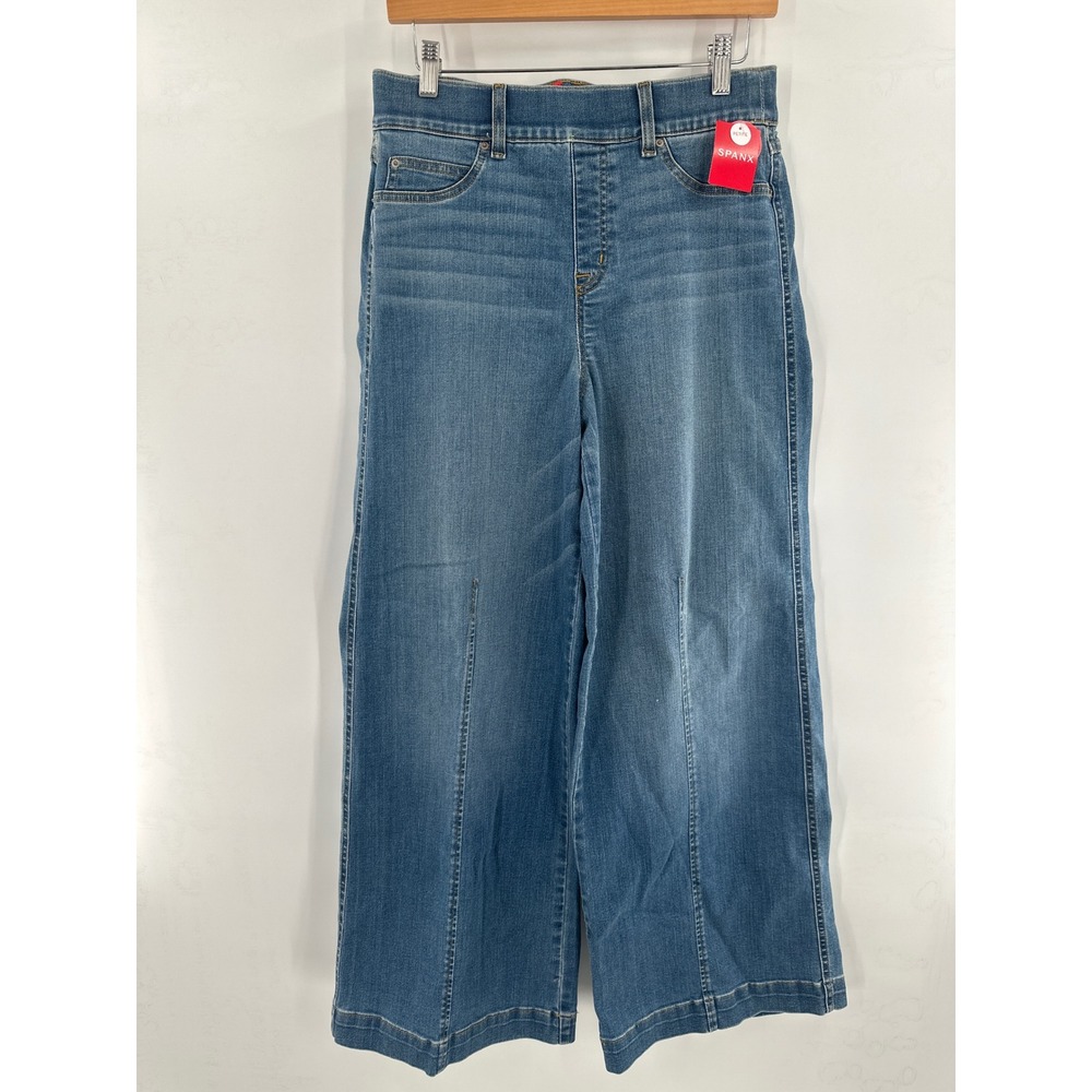 Spanx Seamed Front Wide Leg Jeans Vintage Indigo Large Petite - Picture 4 of 8